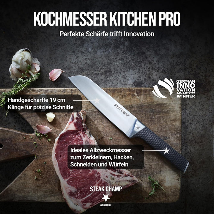 Steak Champ Kochmesser Kitchen Pro, 19 cm: Scharfes Allzweckmesser, aus hochwertigem Klingenstahl, h