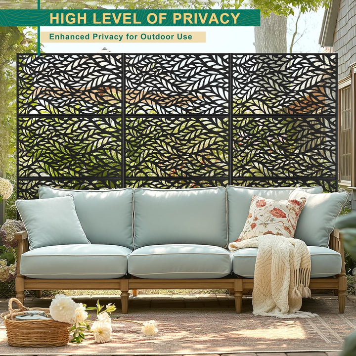 Paravent Outdoor, 120x180cm Freistehender Sichtschutz aus Stahl, Windschutz für Terrasse und Garten,
