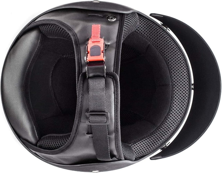 ATO-Moto Classic Jethelm in Schwarz glänzend - extrem leicht - aktuelle Sicherheitsnorm ECE 2205 - G