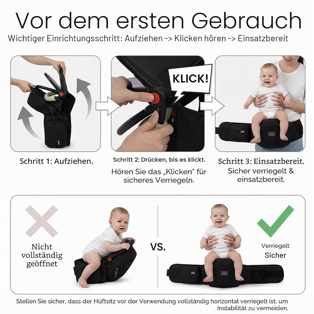 Bebamour Babytrage Hip Seat 0-36 Monate Lightweight 3 in 1 Babytrage Neugeborenes bis Kleinkind HipS