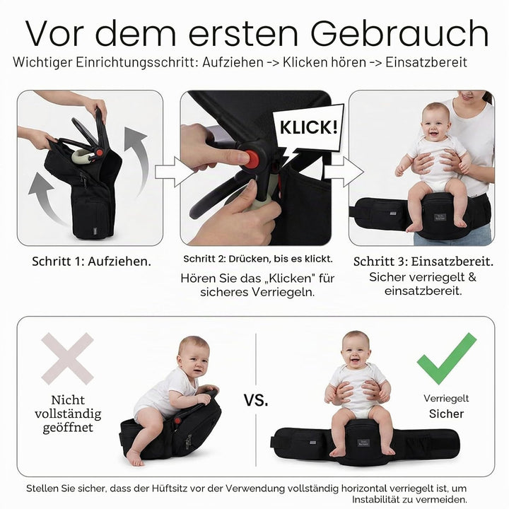 Bebamour Babytrage Hip Seat 0-36 Monate Lightweight 3 in 1 Babytrage Neugeborenes bis Kleinkind HipS