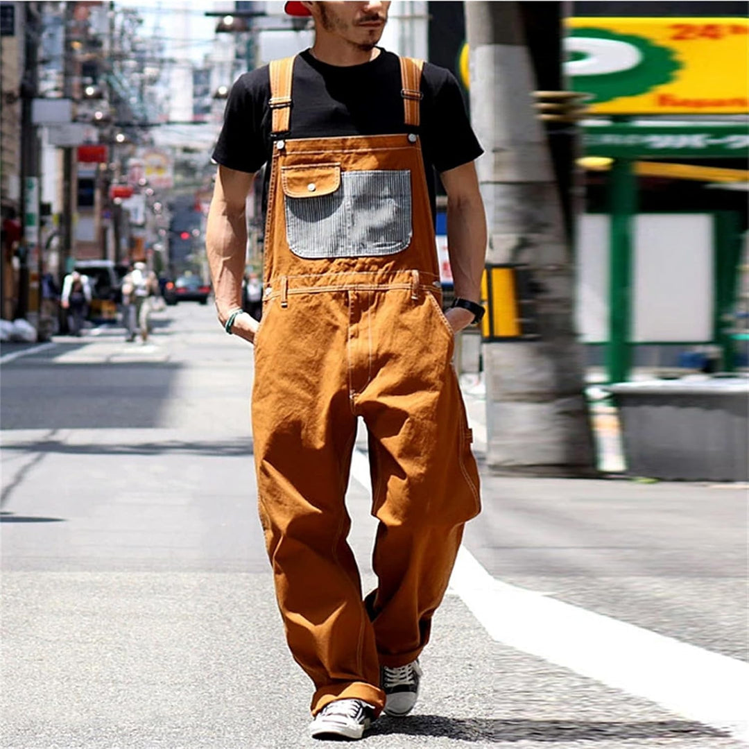 Herren Denim Latzhose Overalls Jeanshose Männer Cargo Jeans Retro Jumpsuit Arbeitshose Blau Arbeitsl