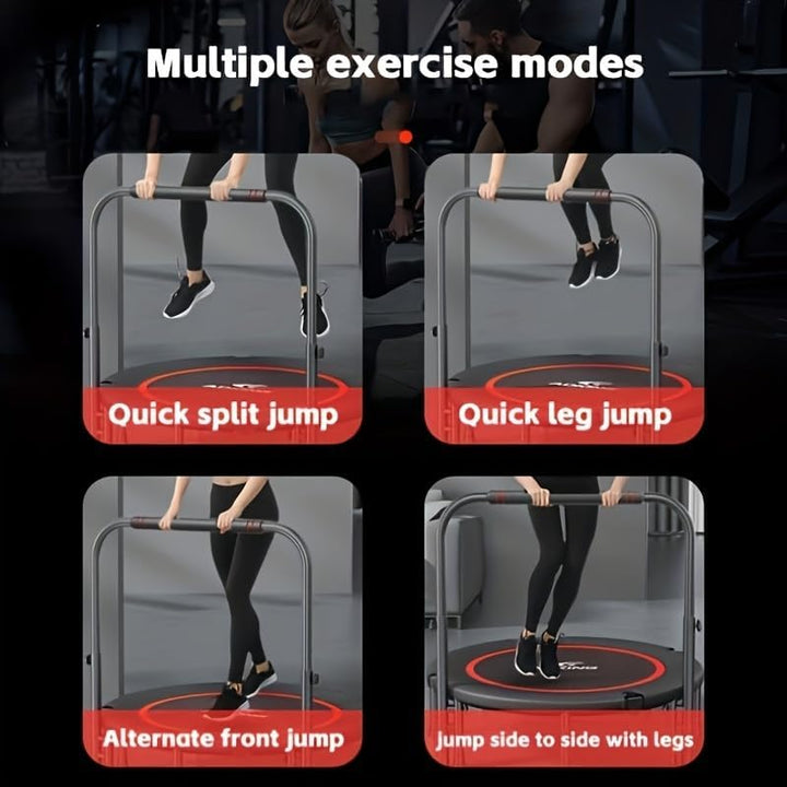 48" Silent Trampolin mit Griff - Faltbares Fitness-Trampolin für Erwachsene, Low-Impact-Bounce-Übung
