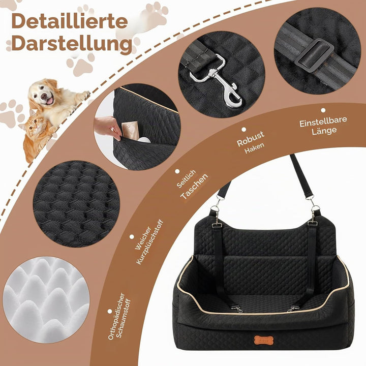 Hunde Autositz, Hunde-Autositz für Grosse/Kleine/Mittlere Hund, Hundeautositz mit Dicker Polsterung