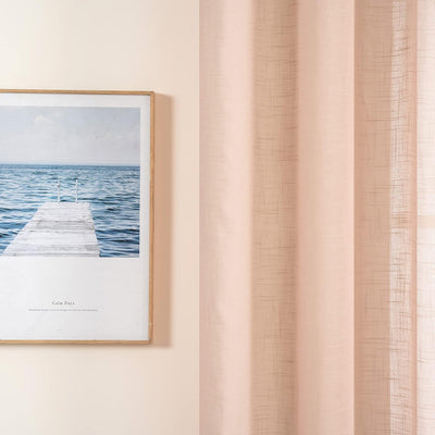 MIULEE 2er Set Voile Vorhang Sheer Leinenvorhang mit Ösen Transparente Leinen Optik Gardine Ösenscha