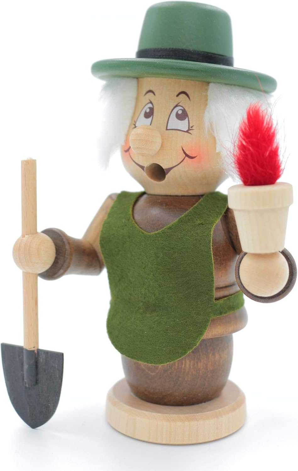 Kuhnert - Original Erzgebirgische Holzkunst Räuchermann Räucherfigur Wichtel 15cm - Gärtner