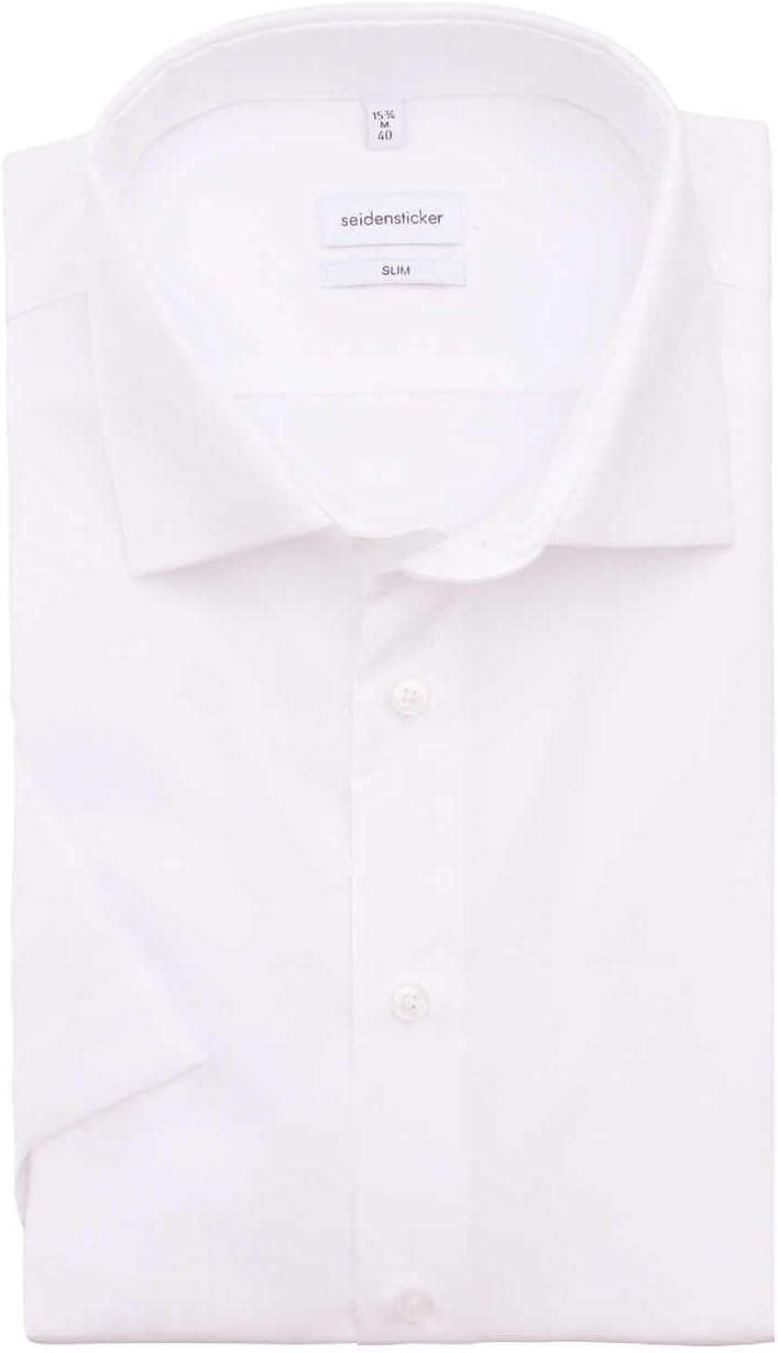 Seidensticker Herren Men Slim Shortsleeve Cotton Businesshemd 36 Weiss(676521), 36 Wei&#xDF;(676521)