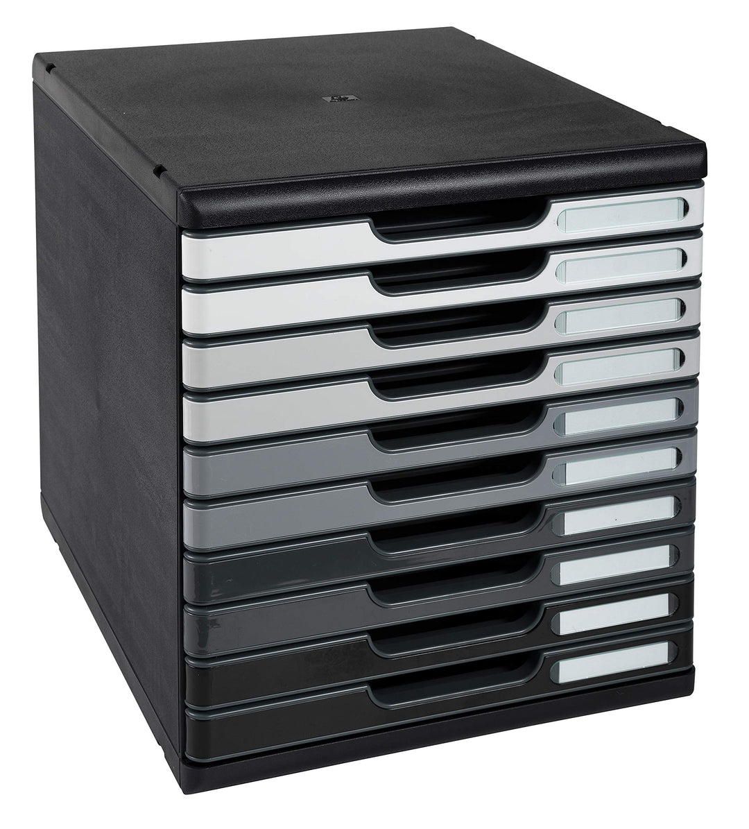 Exacompta 302794D Ablagebox Modulo Shades of grey, für DIN A4, 10 Schubladen, robust und praktisch,