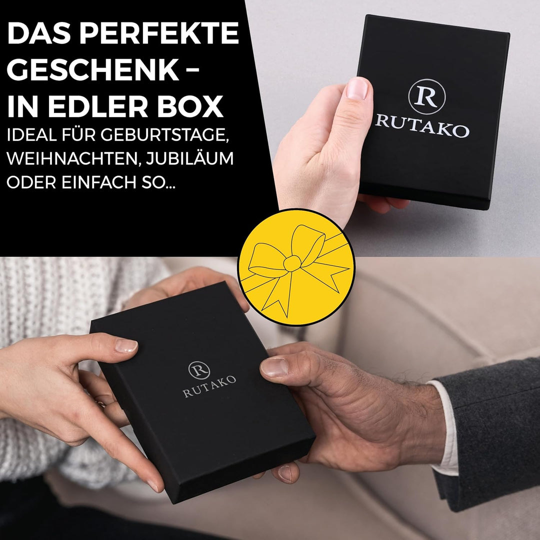 RUTAKO Leder Geldbörse Herren mit RFID Schutz - Portemonnaie Gross mit Münzfach - Echtleder Geldbeut