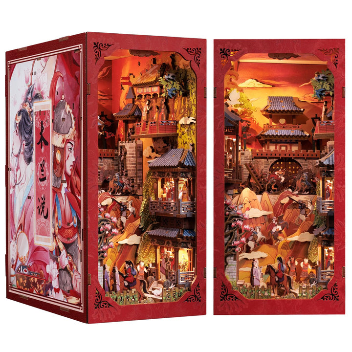CUTEBEE Book Nook Kit - DIY Puppenhaus Miniatur Haus Selber Baue Bausatz mit Staubschutzhülle und LE