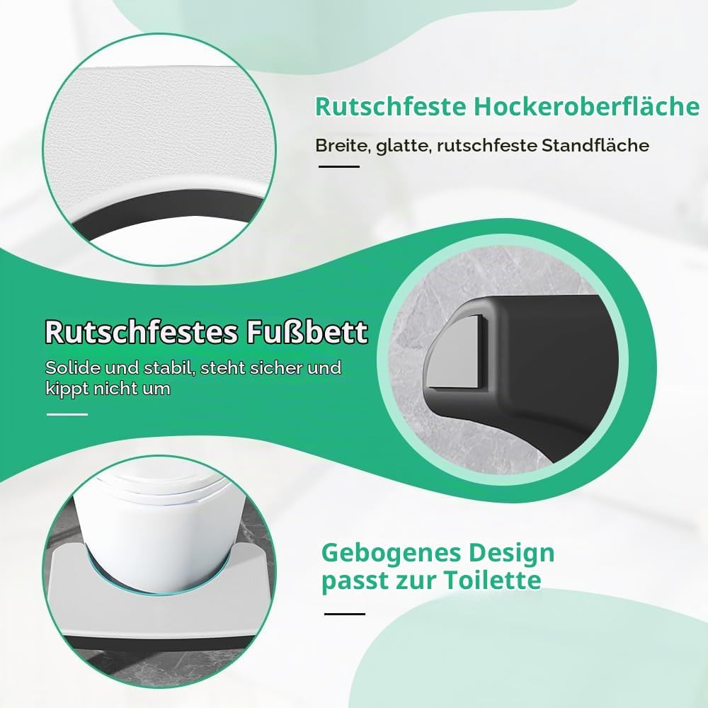 Toilettenhocker Klappbar WC Hocker für Erwachsene&amp;Kinder Abnehmbarer Klo Hocker mit 200kg Tragkraft