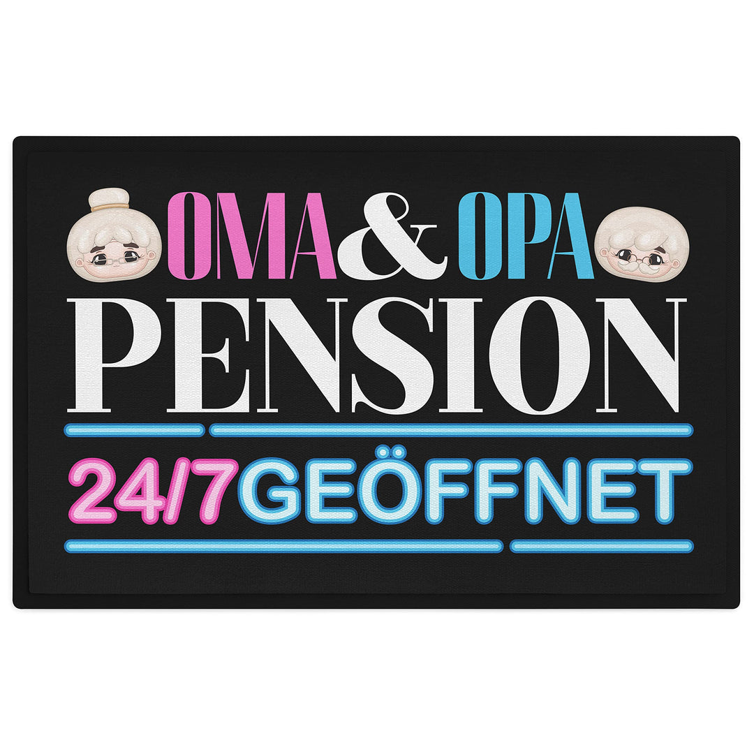 Trendation - Oma und Opa Pension Fussmatte Geschenk Fussabtreter Lustiger Spruch Geschenkidee Grosse