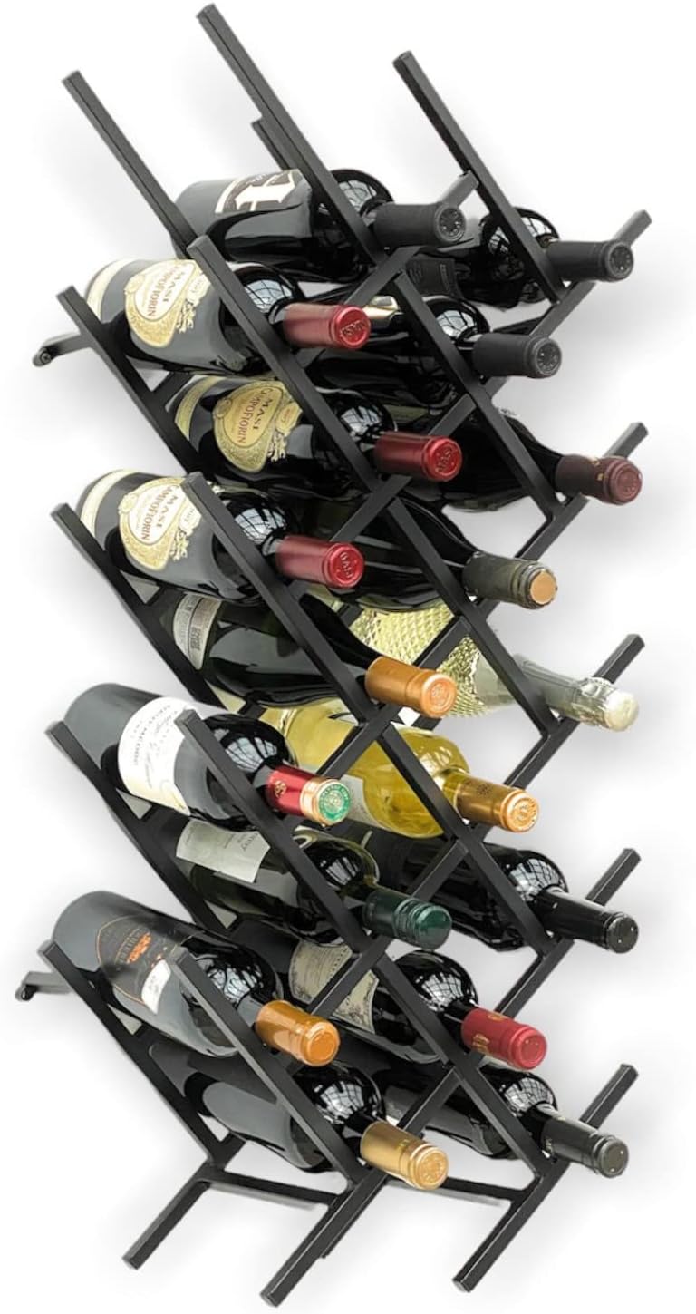 DanDiBo 2er Set Weinregal Metall Schwarz Wand erweiterbar für 18 Flaschen Acord Flaschenregal 96279