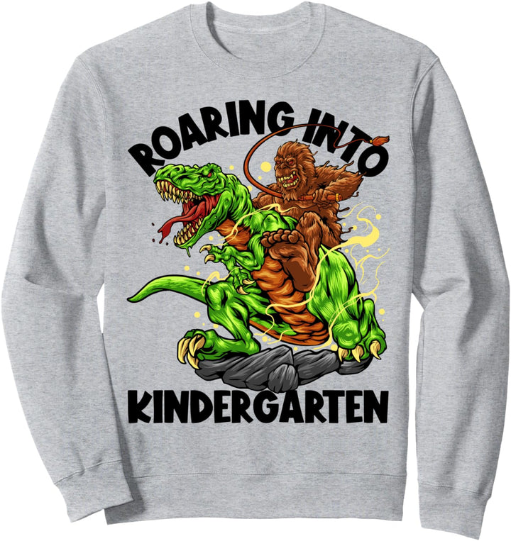Roaring Into Kindergarten Bigfoot On Dinosaurier Back To School Sweatshirt