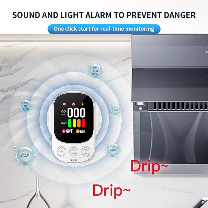 Gas- und CO-Melder mit Stecker für Haus, Gasmelder Gasalarm, Kohlenmonoxidmelder CO-Warnmelder Warne