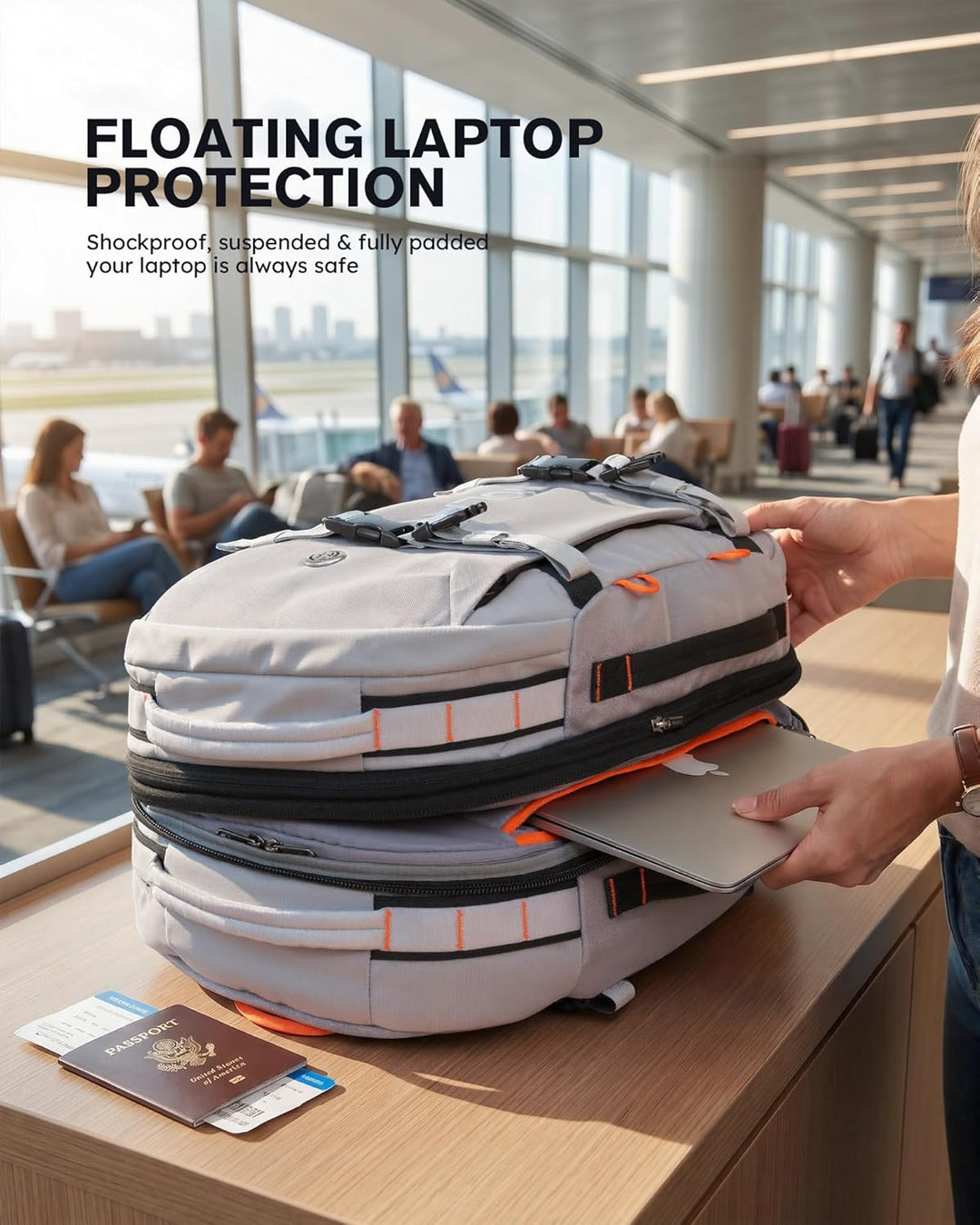 Tolaccea Reiserucksack, Handgepäck Rucksack Flugzeug, TSA-Freundlicher Laptop Rucksack 15,6 Zoll, Er