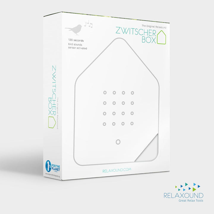 RELAXOUND ORIGINAL Zwitscherbox "White" – Moderne Vogelgezwitscher Box – Entspannender Vogelgesang –