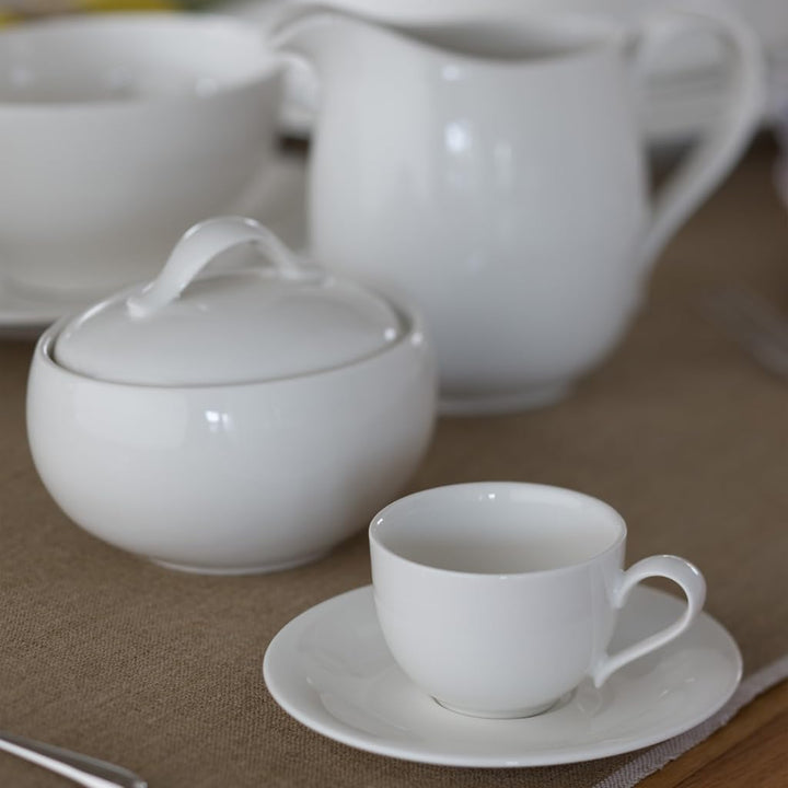 Villeroy und Boch New Cottage Basic Zuckerdose, 450 ml, Höhe: 6,5 cm, Premium Porzellan, Weiss