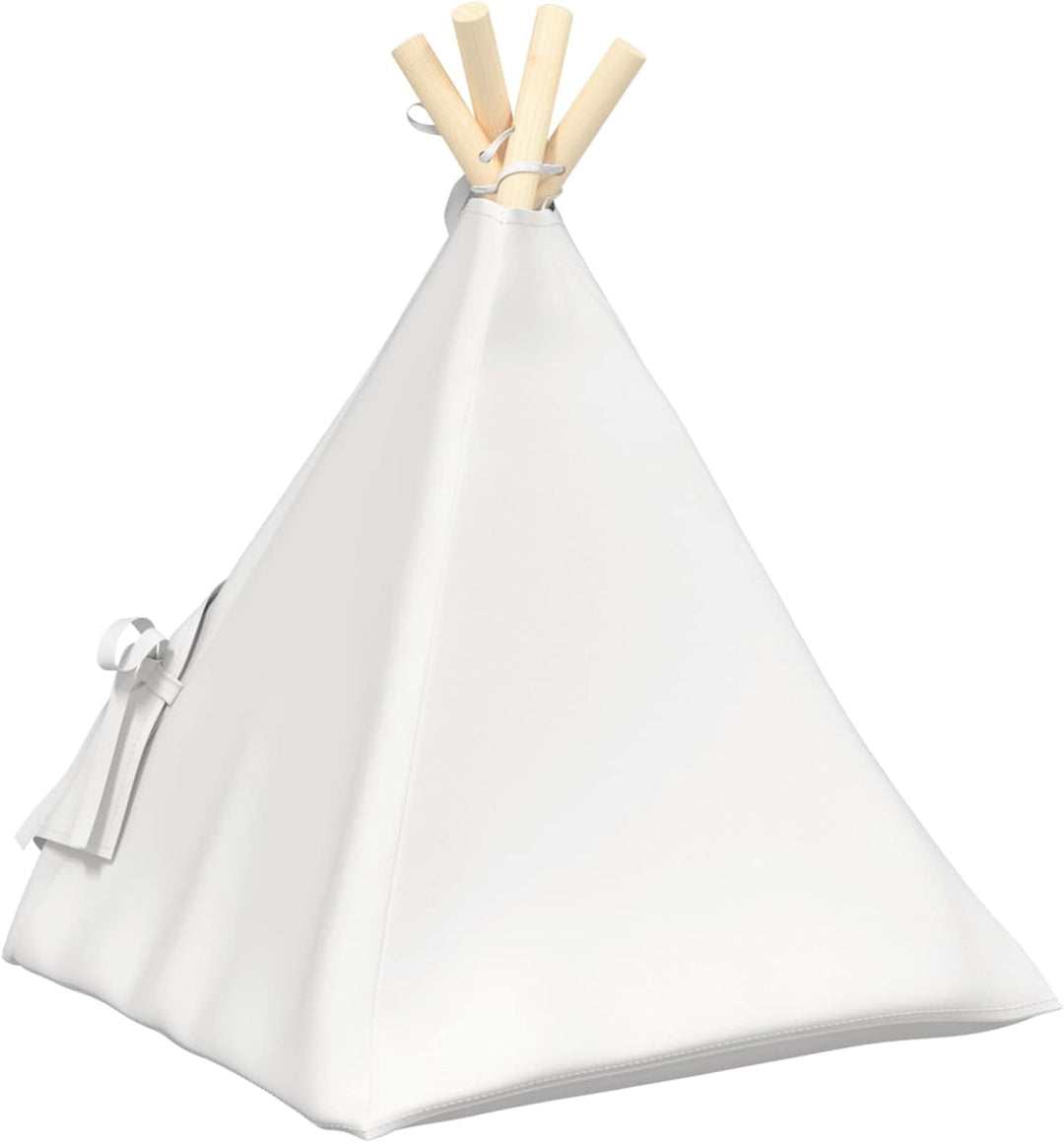 Haustier-Tipi mit Kissen Weiss 40 x 40 x 50 cm Polyester Kiefernholzrahmen Katzenbett Schlafplatz mi