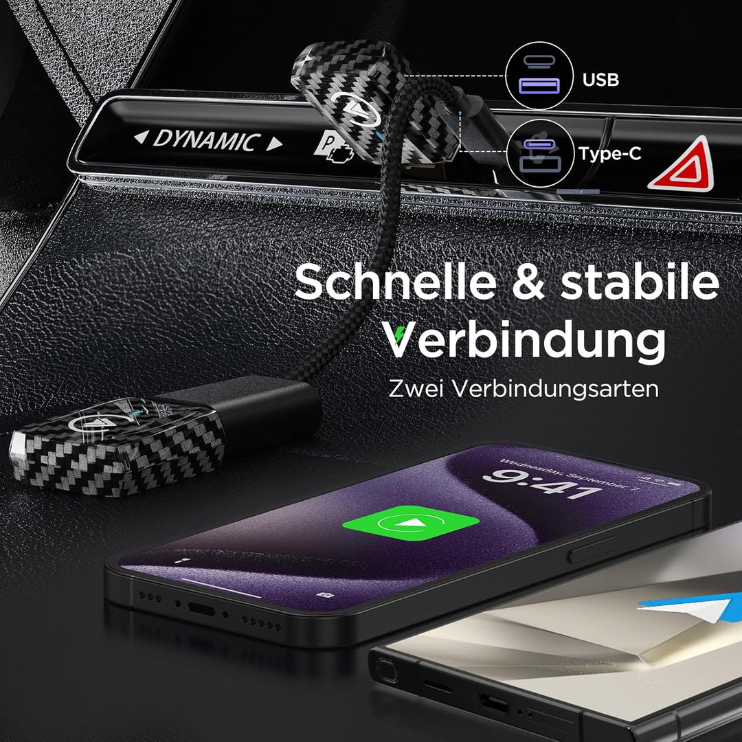 CarPlay Wireless Adapter Android Auto - U2AC-01 Kompatibel mit iPhone 17 Pro MAX 16-12 und Android 1