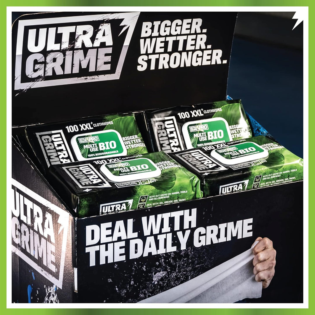 UltraGrime Pro Bio Cleaning Clothwipes | Industrielle Tücher zur Entfernung von Fett, Öl, Farbe und