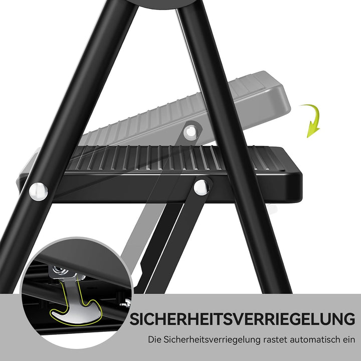 KINGRACK 2 Stufen Kleine Leiter, Trittleiter mit Anti-Rutsch, Breitem Pedal | Tritthocker Klappbar m