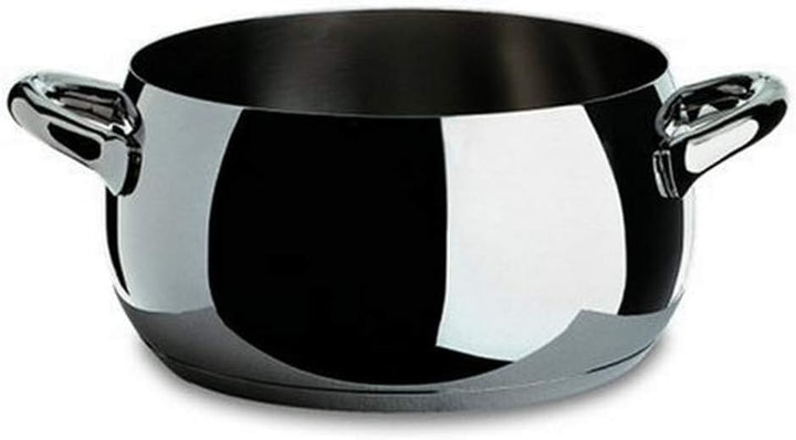 Alessi "MAMI" Kasserolle mit zwei Griffen aus Edelstahl, Silber, 16 cm Silber 16 cm, Silber 16 cm