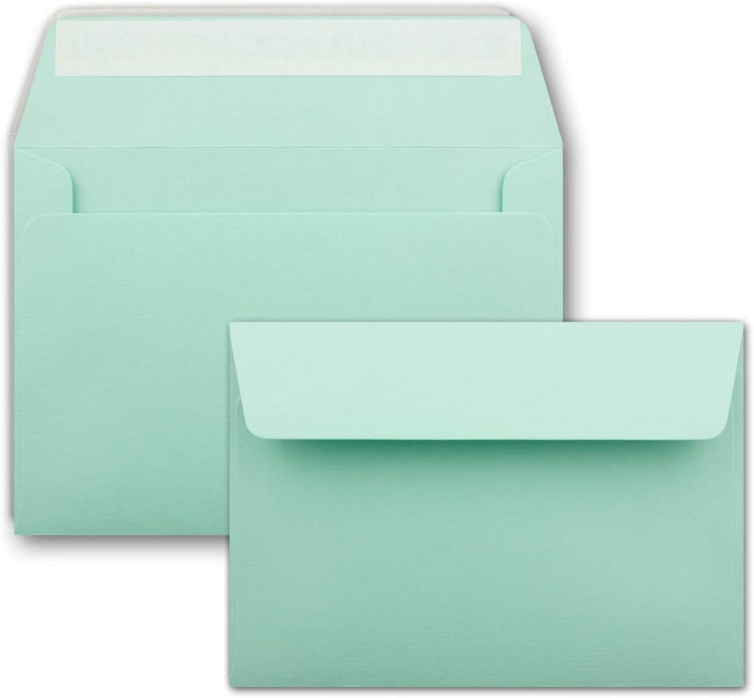 200 gerippte Briefumschläge DIN C6 Aquablau - 11,4 x 16,2 cm - 100 g/m² Post-umschlag ohne Fenster H