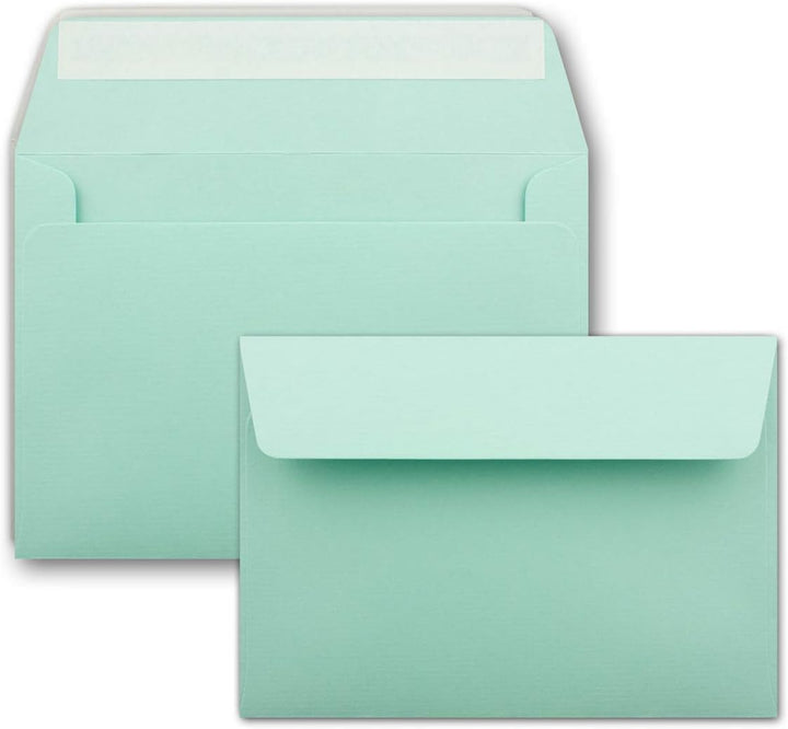 200 gerippte Briefumschläge DIN C6 Aquablau - 11,4 x 16,2 cm - 100 g/m² Post-umschlag ohne Fenster H