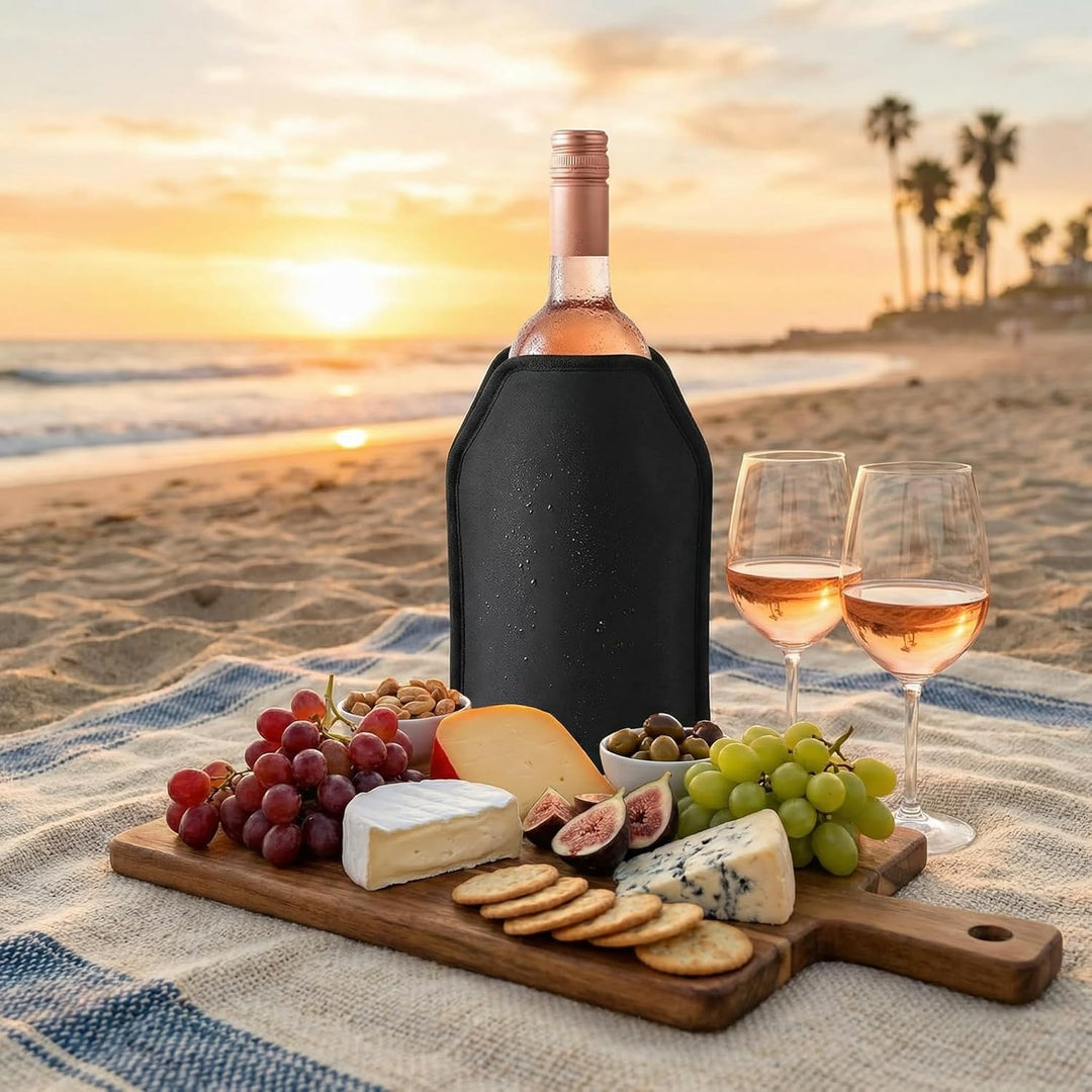 2 Stück Weinkühler Manschette Flaschenkühler Schwarz Kühlmanschette Weinflaschen Champagner Kühler M