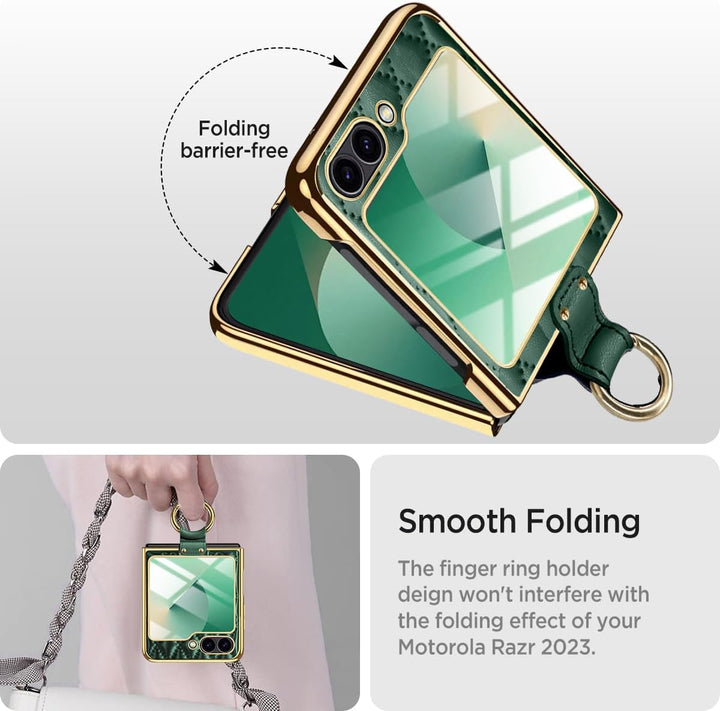 Miimall Lederhülle Kompatibel mit Samsung Galaxy Z Flip 6/Flip7 FE Hülle mit Kameraschutz+Ring Ständ