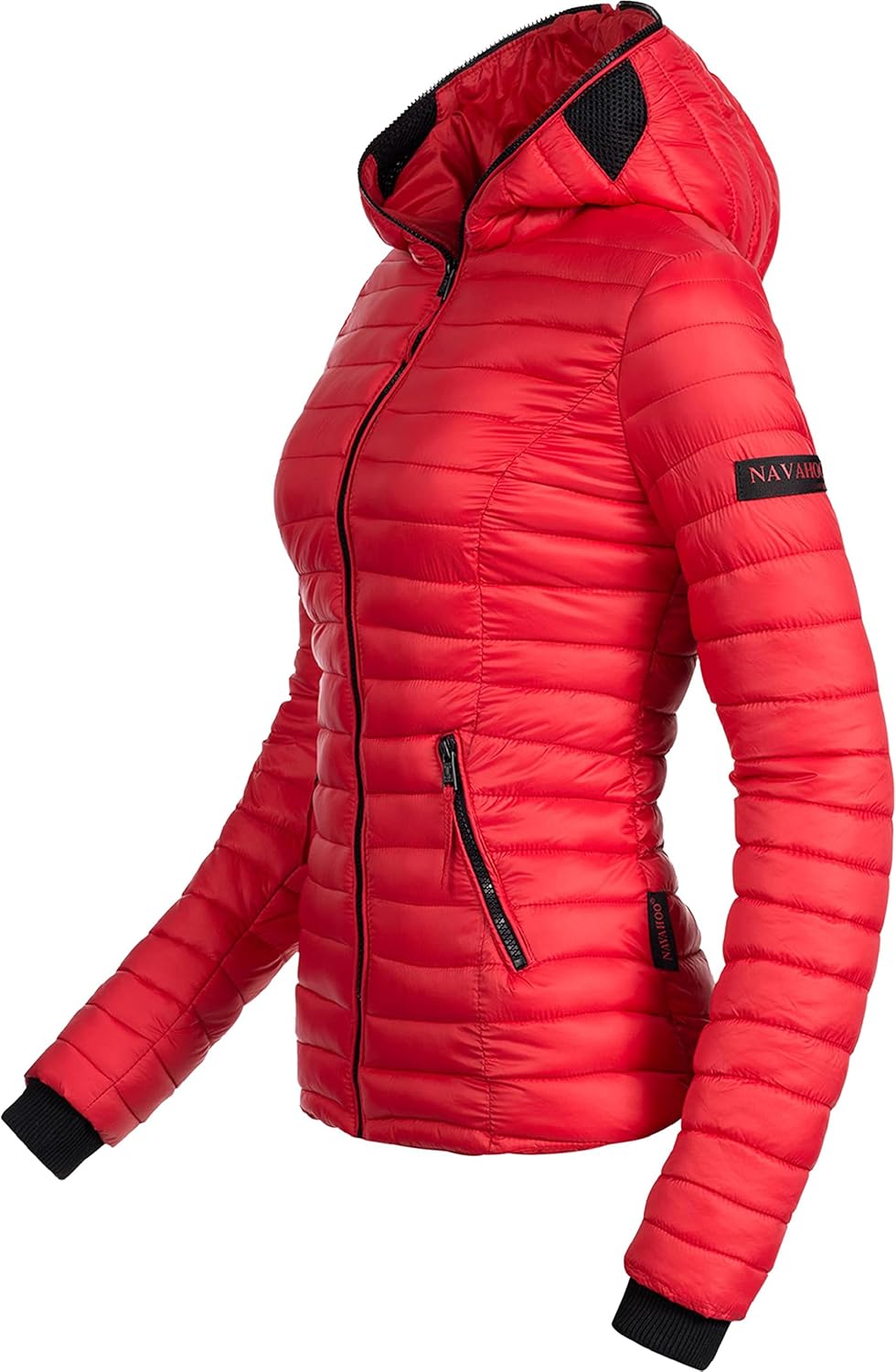 Navahoo Damen Damen leichte Übergangsjacke Steppjacke mit Kapuze Kimuk XS-XXL XS Rot, XS Rot