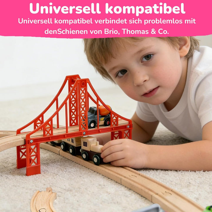 Holzeisenbahn Zubehör, Holz Eisenbahn Brückenspielzeug, Holz Eisenbahn Kinder Zug Spielzeug, Kompati