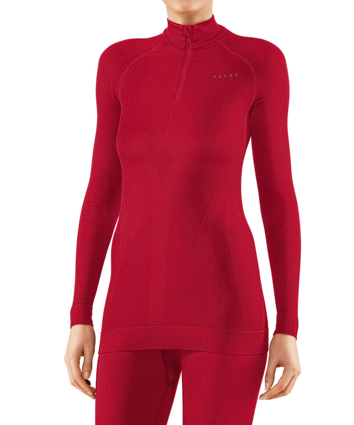FALKE Damen Maximum Warm High Zip Neck Funktionsshirt Langarm schnelltrocknendes atmungsaktives nach