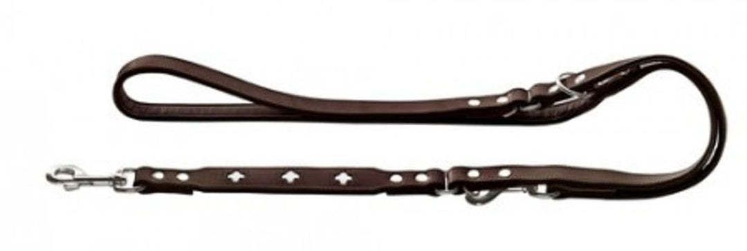 HUNTER Swiss Verstellbare Führleine für Hunde, Leder, hochwertig, schweizer Kreuz, 1,3 x 200 cm, bra