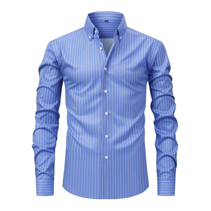 Herren Hemd Langarm Gestreifte Freizeithemden Knopfleiste Business Langarmhemd Baumwolle Westernhemd