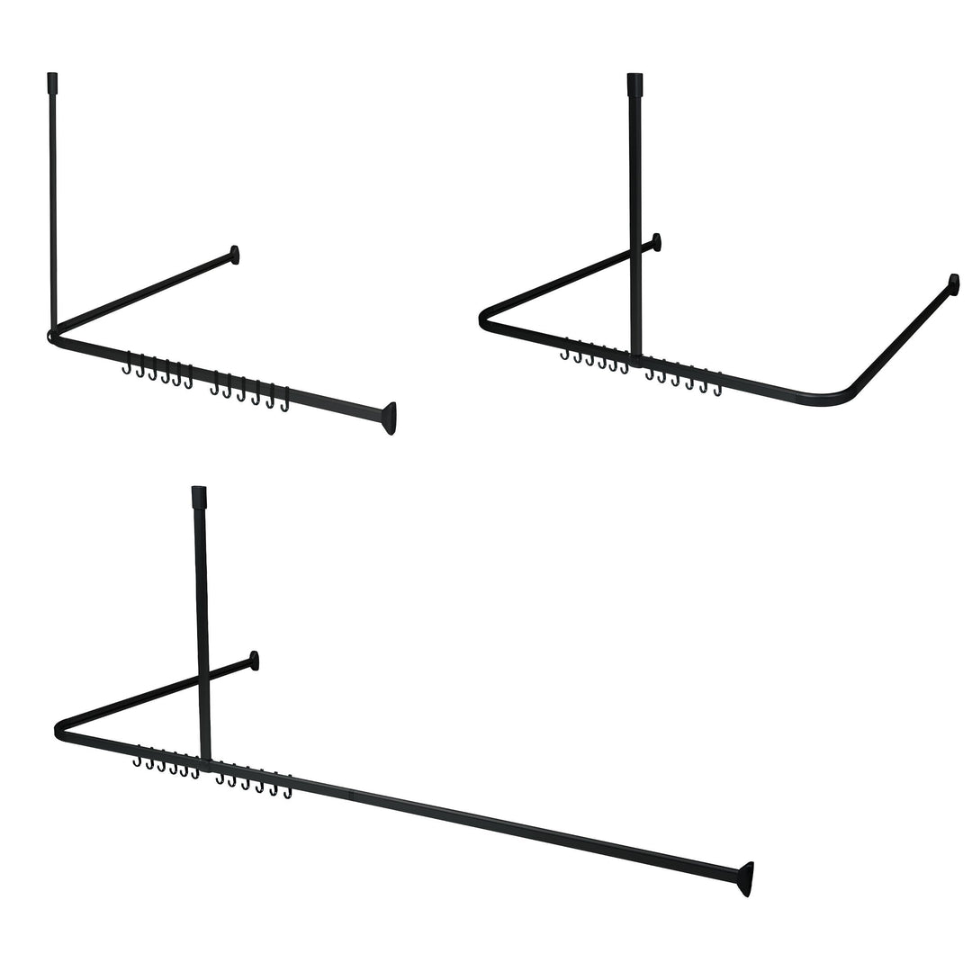 Sealskin Komplett-Set Easy Roll Duschvorhangstange, Farbe: Schwarz, Duschvorhanghalterung zur indivi