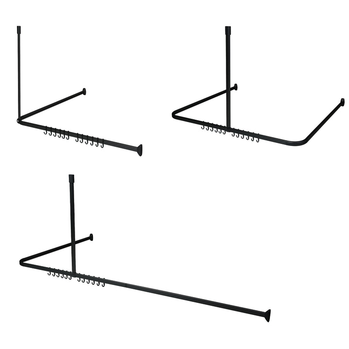 Sealskin Komplett-Set Easy Roll Duschvorhangstange, Farbe: Schwarz, Duschvorhanghalterung zur indivi