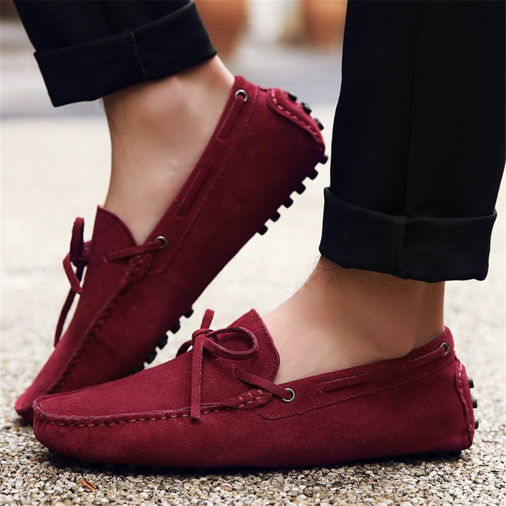 Jamron Herren Weich Wildleder Fahrschuhe Halbschuhe Handgefertigt Moccasin Slippers Grosse Grösse 39