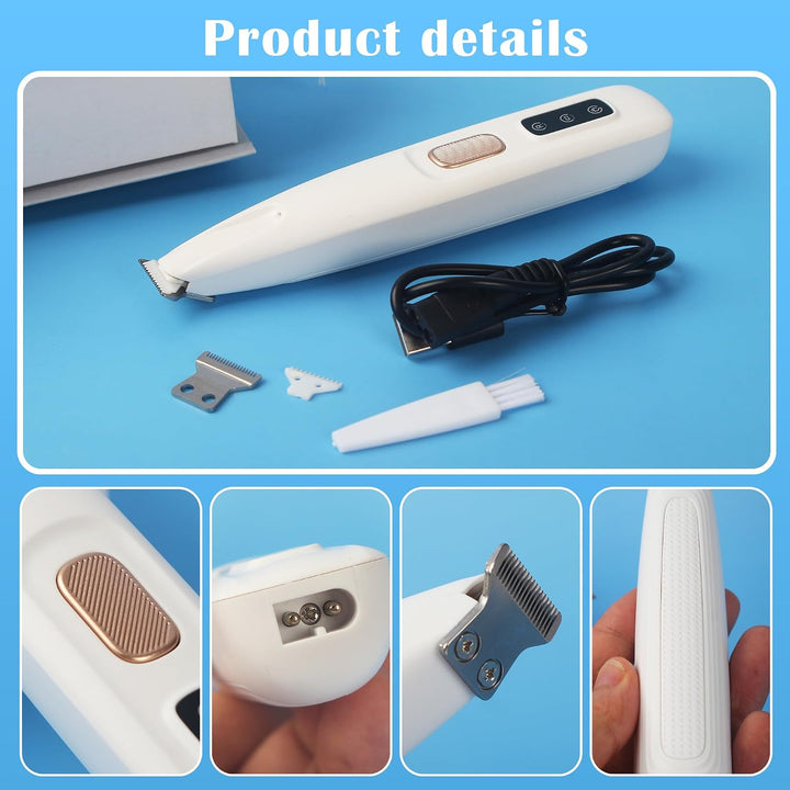 Haustierhaarschneider mit LED-Licht,PawTrim Pro Leise,Kabellos Haustier Rasierer Mit USB,Wiederaufla