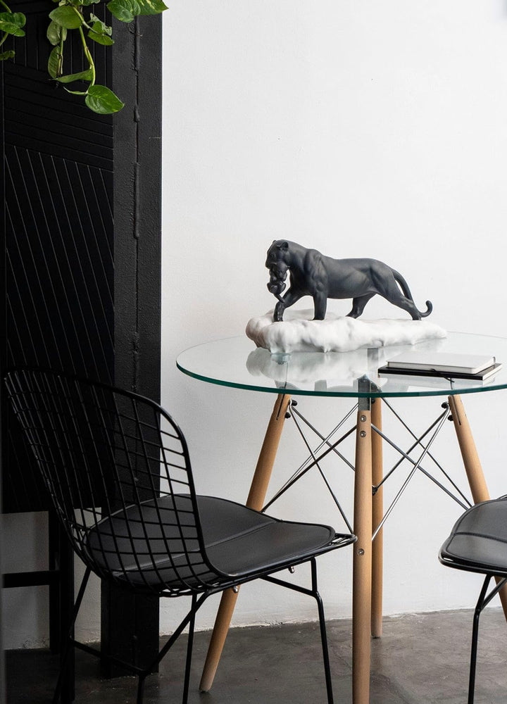 LLADRÓ Figur Schwarzer Panther Mit Welpe. Panther. Porzellan.