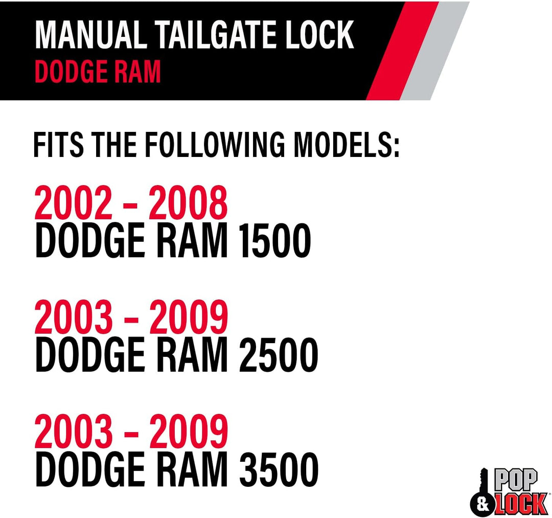 POP & LOCK Manuelles Heckklappenschloss für Dodge Ram 1500, 2500 und 3500, passend für 2002 bis 2008