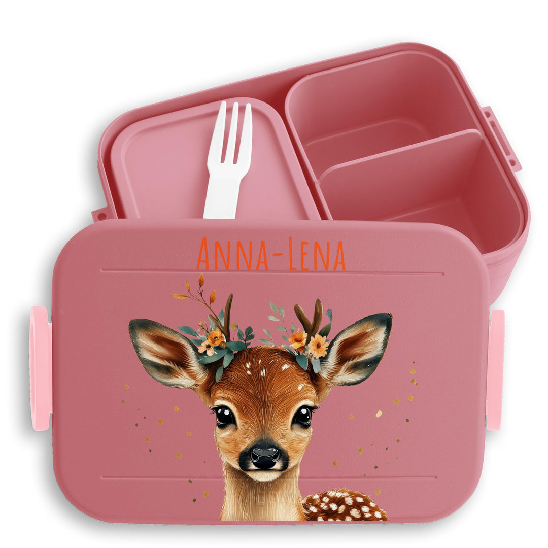 Bento Box Midi Lunchbox für Mepal Bentobox - Brotzeitbox Reh süss personalisiert I Rehkitz Brotdose
