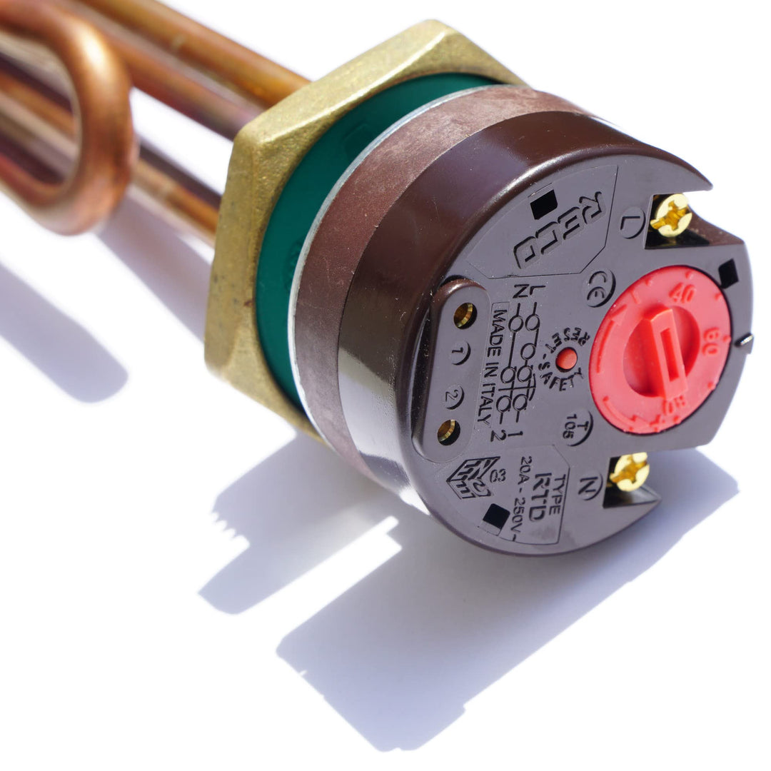 Heizelement mit Thermostat 1 1/4" 5/4" 2kW NEU Sicherheitsthermostat SOLAR Warmwasserspeicher Boiler