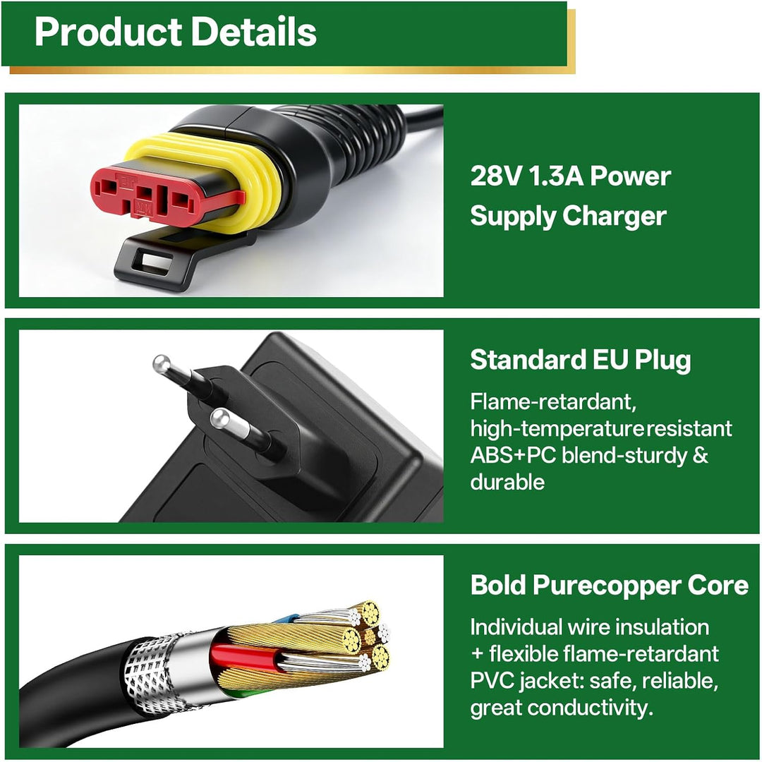 28 V 1,3A Adapter Rasenmäher Netzteil, Kompatibel mit Husqvarna Automower 105, 310, 315, 315X Mährob