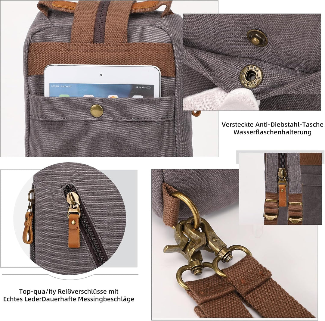 KL928 Canvas Sling Bag Herren und Damen, Schultertasche Crossbody Schulterrucksack Rucksack Shoulder