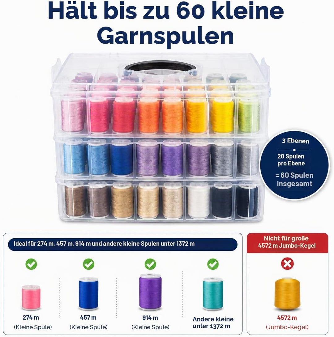 Simthread Maschinen-Stickgarn aus Polyester, 63 Farben, mit Kunststoff-Aufbewahrungsbox für Stickere
