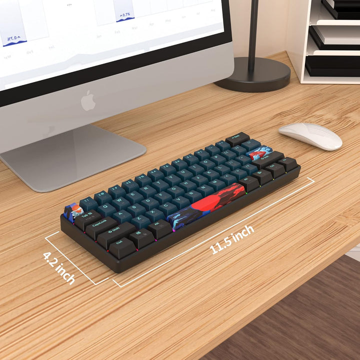 SOLIDEE mechanische gaming tastatur 60 prozent,61 Tasten kompakte mechanische tastatur RGB Hintergru