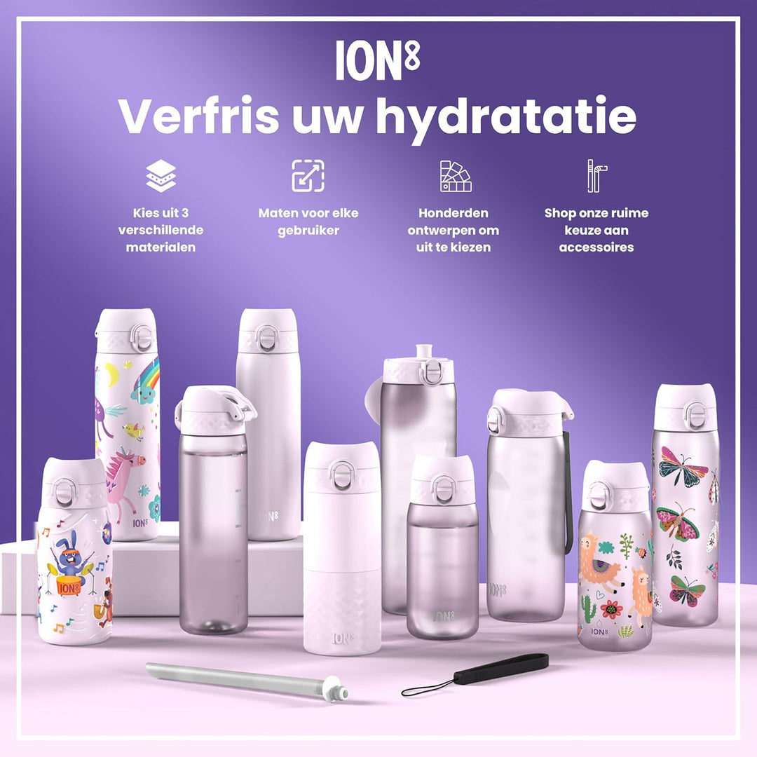 ion8 Isolierte Edelstahl-Trinkflasche, 320 ml, Auslaufsicher, Einhandöffnung, Sichere Verriegelung,