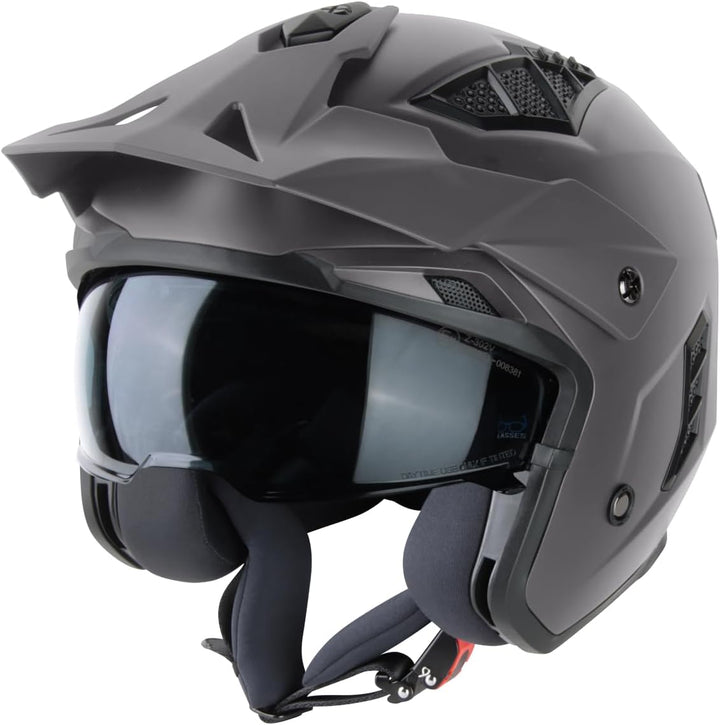 VINZ Kioto Jethelm / Streetfighter Helm | ECE 22.06 zugelassen | Rollerhelm mit Sonnenvisier / Sonne